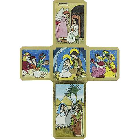 Croce Mistero Ascensione stampa su legno di spessore alto - 14 x 9 cm