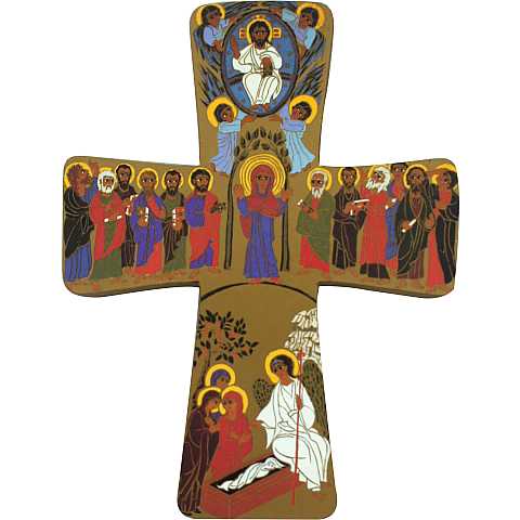 Croce Salvezza stampa su legno con spiegazione - 24 x 24 cm