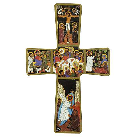 Croce Mistero Ascensione stampa su legno - 22 x 34 cm