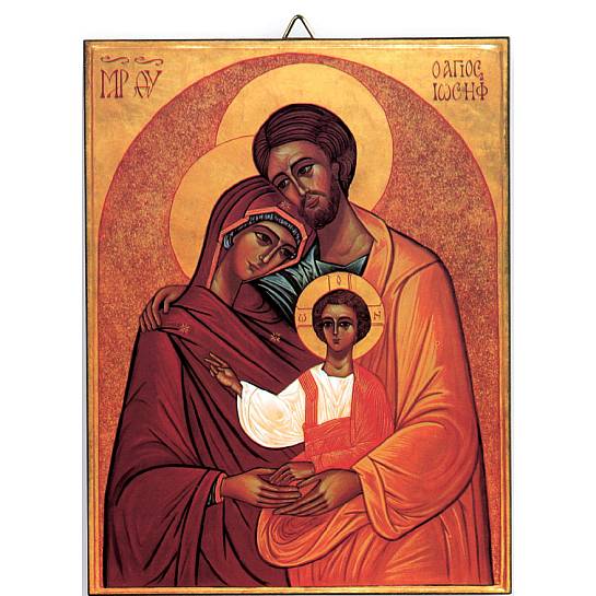 Icona Sacra Famiglia stampa su Quadro in legno - 7 x 9 cm