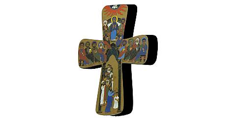 Croce della Pentecoste stampa su legno di spessore alto - 14 x 19 cm 