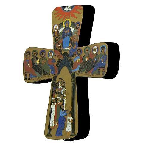 Croce della Pentecoste stampa su legno di spessore alto - 14 x 19 cm 