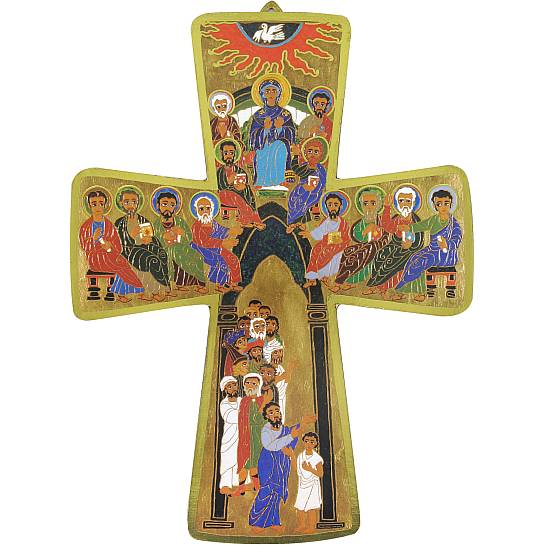 Croce della Pentecoste stampa su legno mdf - 6,5 x 10 cm