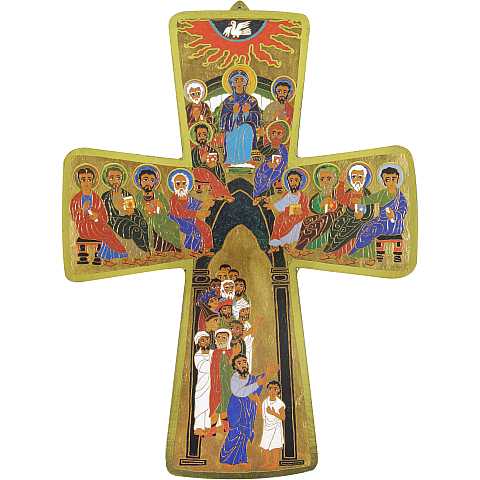 Croce della Pentecoste stampa su legno mdf - 16,5 x 22 cm