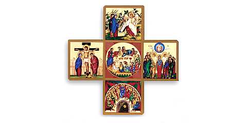 Croce Salvezza stampa su legno con spiegazione - 24 x 24 cm