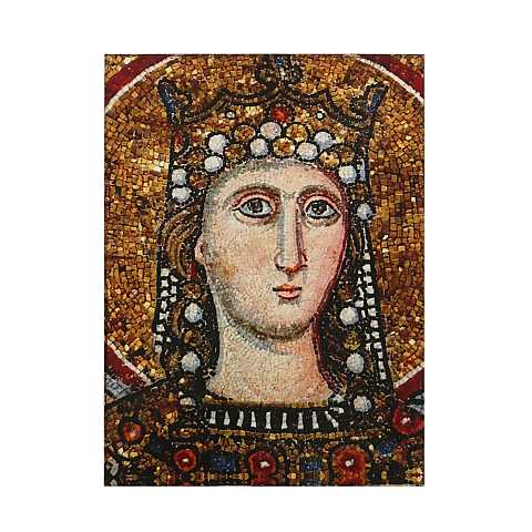 Quadretto volto di Maria stile mosaico 5,5x7,2 cm