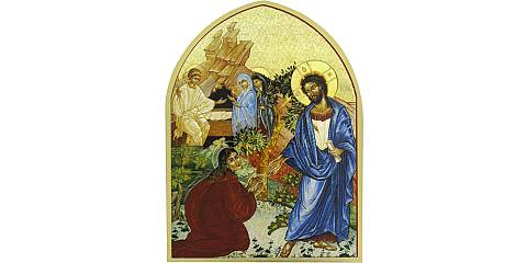 Quadro Resurrezione di Gesù a forma di cuspide - 10,6 x 14,5 cm