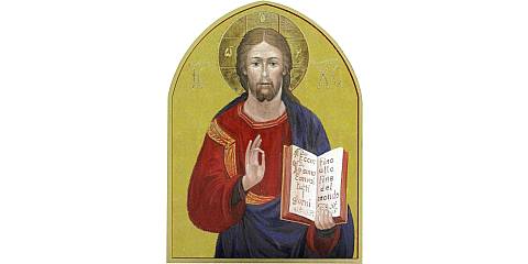 Quadro Cristo con il libro aperto a forma di cuspide - 17,6 x 23,7 cm 