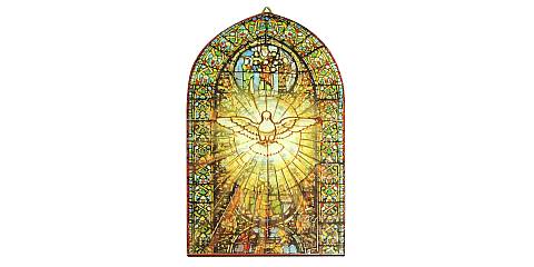 Quadro Spirito Santo stampa tipo vetrata su legno - 6,4 x 10,5 cm