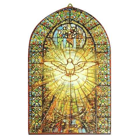 Quadro Spirito Santo stampa tipo vetrata su legno - 6,4 x 10,5 cm