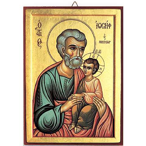 Quadro icona San Giuseppe stampa su legno - 14 x 11 cm