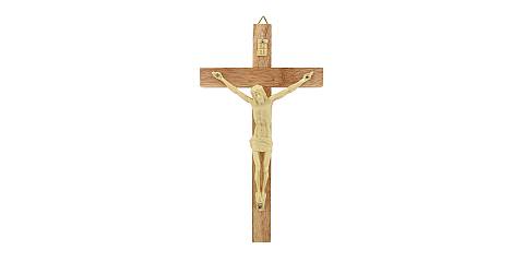 Crocifisso da parete in legno con Cristo in plastica - 13 cm