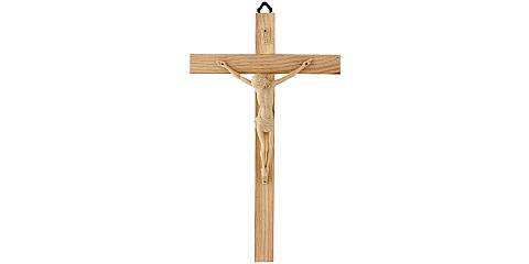 Crocifisso da Parete in Legno con Cristo in Plastica, Altezza Crocifisso 25 Cm