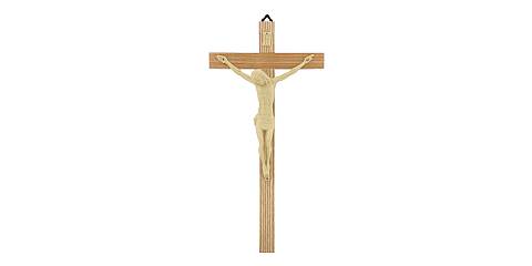 Crocifisso da parete in legno con Cristo in plastica - 30 cm