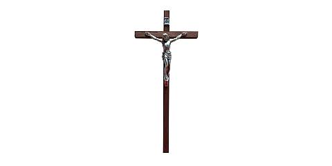 Crocifisso da parete in legno di mogano con Cristo in metallo - 15,6 cm