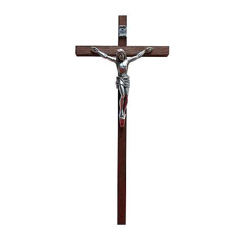 Crocifisso da Parete, Legno di Mogano, con Cristo in Metallo - 25 cm