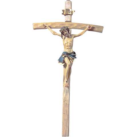 Crocifisso da Parete, Corpo di Cristo in Resina e Croce in Legno a Rifinitura Grezza, 25 x 13 x 3,5 Cm