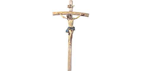 Crocifisso da Parete, Corpo di Cristo in Resina e Croce in Legno a Rifinitura Grezza, Altezza 35 Cm
