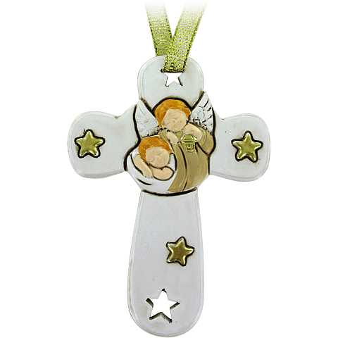 Bomboniera battesimo: Croce in resina con stelle - 8,5 cm