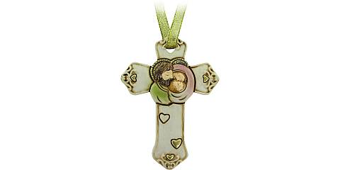 Croce Sacra Famiglia in resina - 8,5 cm