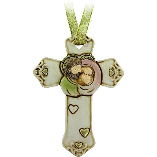 Croce Sacra Famiglia in resina - 8,5 cm