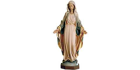 Madonna Miracolosa dipinta a mano in legno di acero - 25 cm
