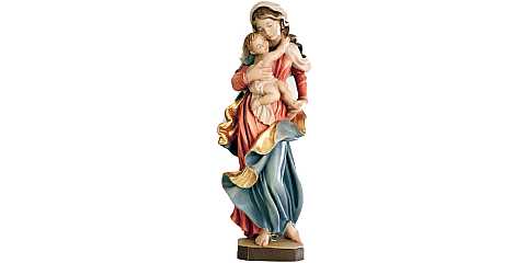 Madonna con Bambino dipinta a mano in legno di acero - 25 cm