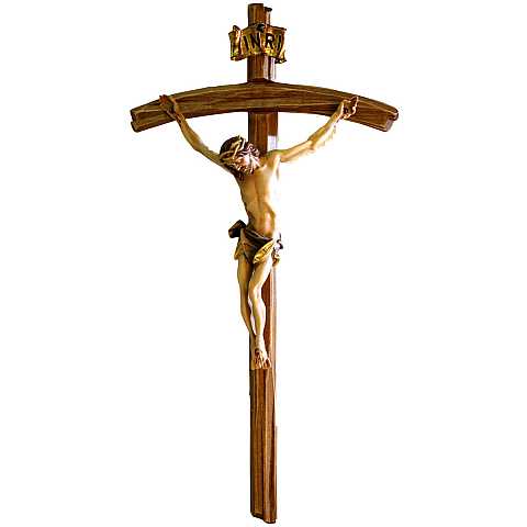 Cristo intagliato in legno naturale patinato cm 120