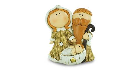 Natività in resina colorata, decorazione natalizia/soprammobile, piccolo presepe con Sacra Famiglia, 8 x 10 cm
