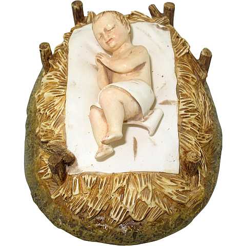 Statue presepe: Gesù Bambino nella culla linea Martino Landi per presepe da cm 120