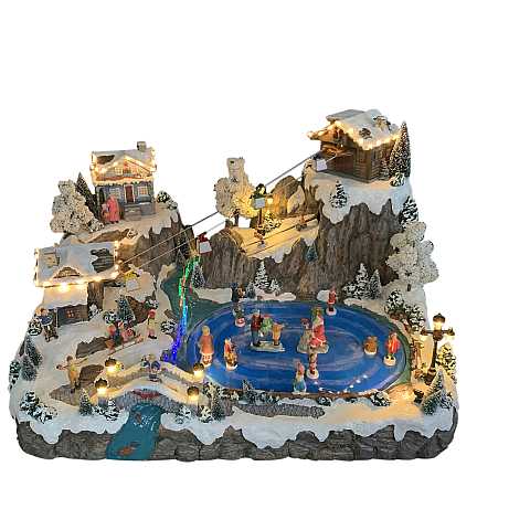 Villaggio natalizio gigante con luna park, movimento, luci, musica (85 x 50 x 60 cm)