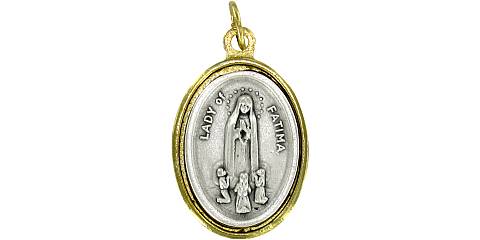 Medaglia Madonna di Fatima in metallo bicolore - 2,5 cm