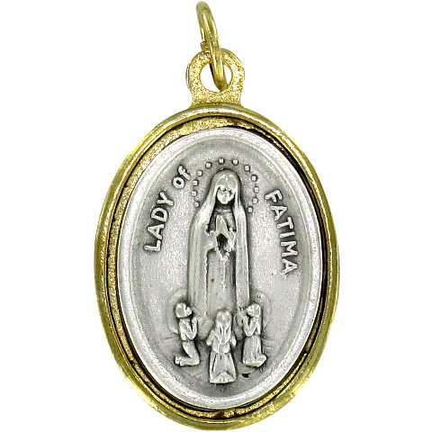 Medaglia Madonna di Fatima in metallo bicolore - 2,5 cm