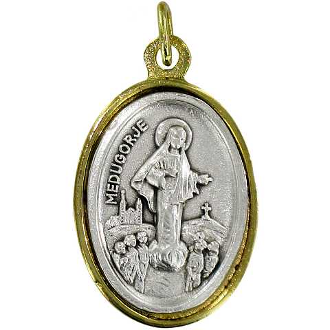 Medaglia Madonna di Medjugorje in metallo bicolore - 2,5 cm