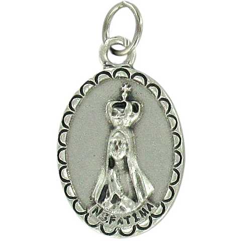 Medaglia Madonna di Fatima ovale in metallo - 2 cm