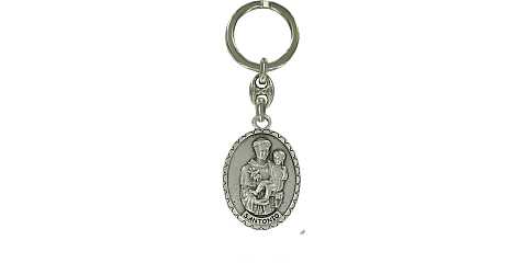 Portachiavi Sant'Antonio ovale in metallo - 4 cm