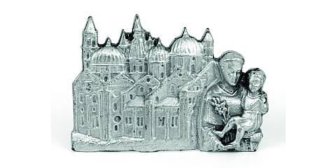 Basetta Sant Antonio e Basilica di Padova in metallo - 5,5 x 4 cm