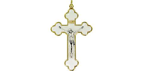 Croce in metallo dorato con smalto bianco - 4 cm