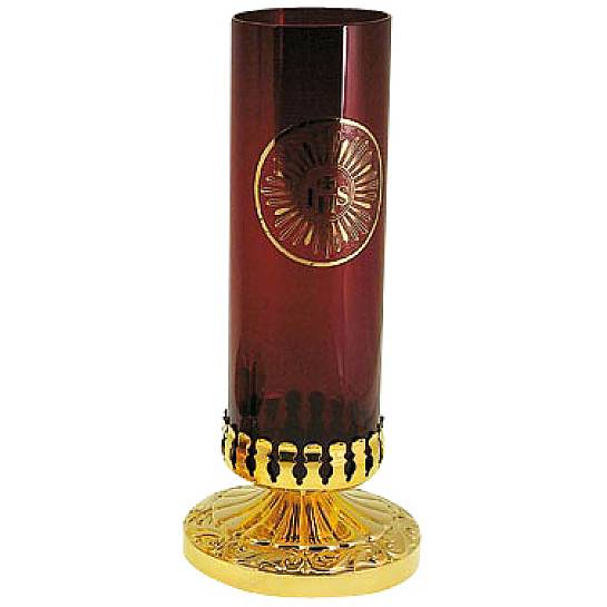 Portavetro per lampada del Santissimo in ottone dorato - Ø 15 x 9 cm