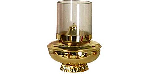 Lucerna in metallo dorato con vetro bianco - Ø 12 x 16 cm 