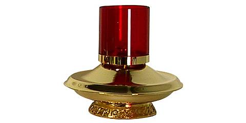 Lucerna in metallo dorato con vetro rosso - Ø 20 x 18 cm 