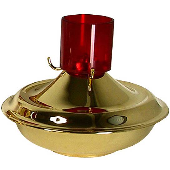 Lucerna in metallo dorato con vietro rosso - Ø 25 cm