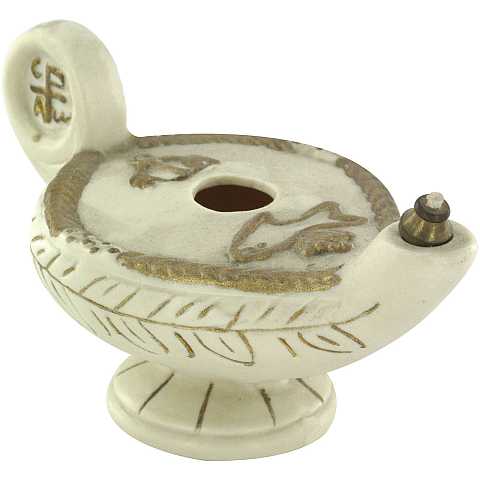 Acquasantiera in Ceramica di Deruta Cm 13 - Modello Bianco e Oro