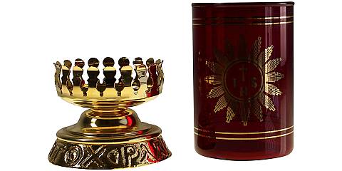 Portavetro per lampada del Santissimo in bronzo dorato - Ø 9,5 x 7,5 cm