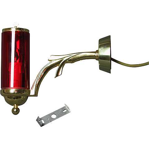 Lampada rossa su base in ottone dorato - Ø 14 x 21 cm 