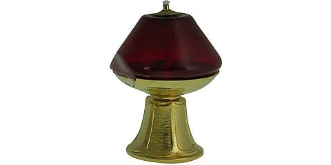 Lampada rossa su base in ottone dorato - Ø 10 x 14 cm 