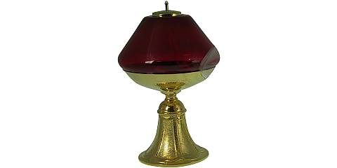 Lampada rossa su base in ottone dorato - Ø 14 x 21 cm 