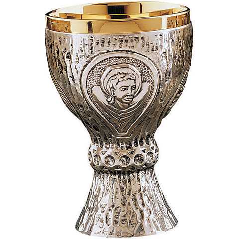 Calice in metallo argentato con i simboli dei quattro Evangelisti - 10x13 cm - MOLINA