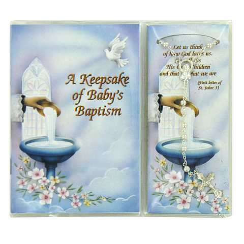 Bomboniera Battesimo: Libretto ricordo del battesimo con rosario - Inglese