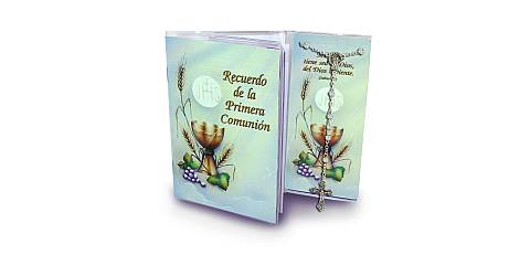 Bomboniera Comunione: Libretto ricordo della Prima Comunione con rosario, testi in spagnolo